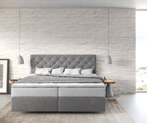 DELIFE Boxspringbett Dream-Great, Mikrofaser Grau 180x200 günstig online kaufen