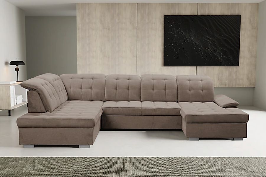 WERK2 Wohnlandschaft »Kordula-New Multifunktion Couch, Breite 332cm, U-Form günstig online kaufen