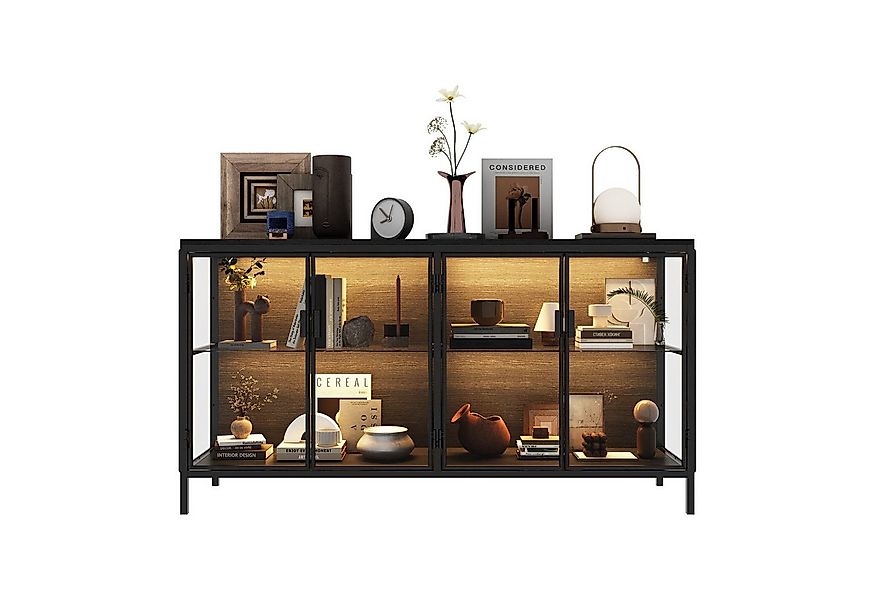 FUFU&GAGA Sideboard Glas-Sideboard, mit Beleuchtung 3 Farbe, 40 x 140 x 75 günstig online kaufen