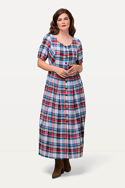 Ulla Popken Dirndl Karokleid Leinenmix Rundhals günstig online kaufen