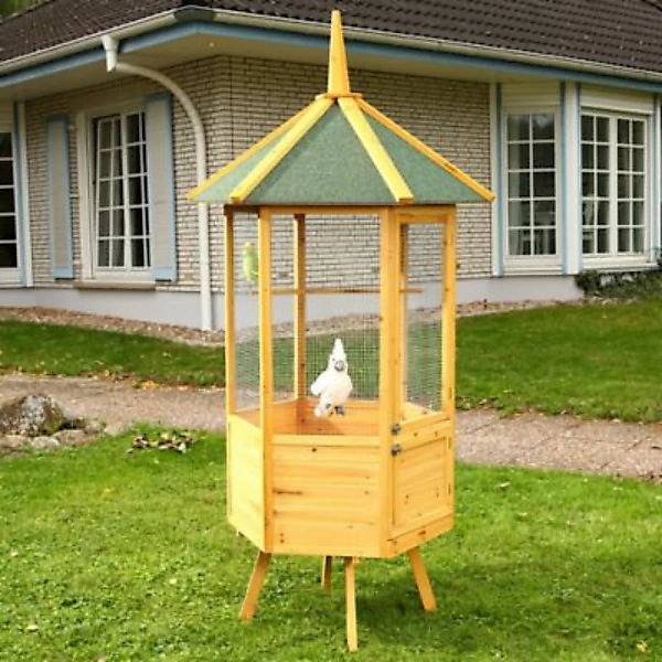 Mucola Vogelkäfig Vogelhaus Vogelvoliere 6-Eckig aus Holz Papageienkäfig Im günstig online kaufen