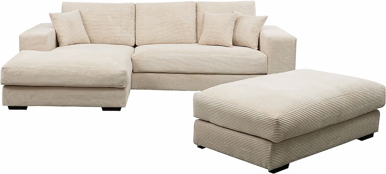 WERK2 Polstergarnitur "Eden L-Form + Hocker. Mega Couch Breite 286cm, Cord" günstig online kaufen
