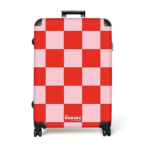 NoBoringSuitcases.com© Hartschalen-Trolley Rotes und rosa Schachbrettmuster günstig online kaufen
