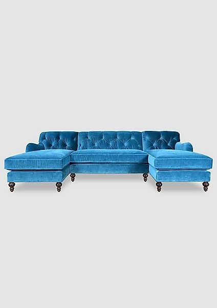 Xlmoebel Ecksofa Textil-Ecksofa in Blau mit integriertem Chesterfield-Desig günstig online kaufen