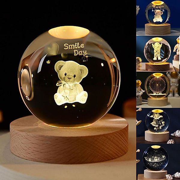 PRIISF LED Dekolicht 3D-Kristallkugel Nachtlicht Leuchtende günstig online kaufen