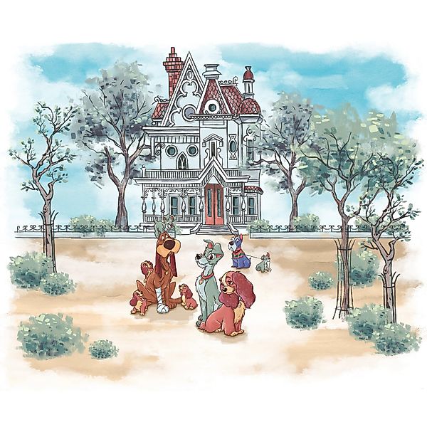 Komar Vlies Fototapete Disney Lady and the Tramp Sweet Home Bunt günstig online kaufen