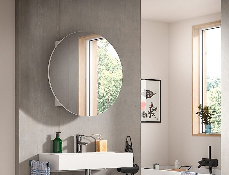welltime Spiegelschrank "Litica, rund Ø 70cm, 1 Spiegeltür, 2 Einlegeböden" günstig online kaufen