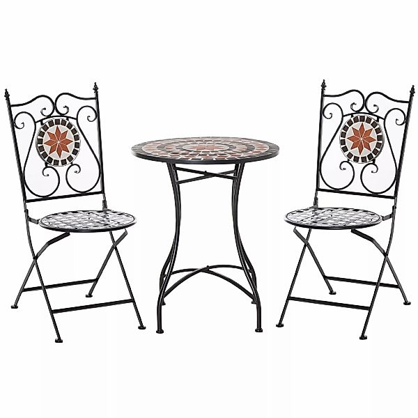 Outsunny Gartenset Balkonmöbel Set für 2 Personen mit Mosaiktisch und 2 fal günstig online kaufen