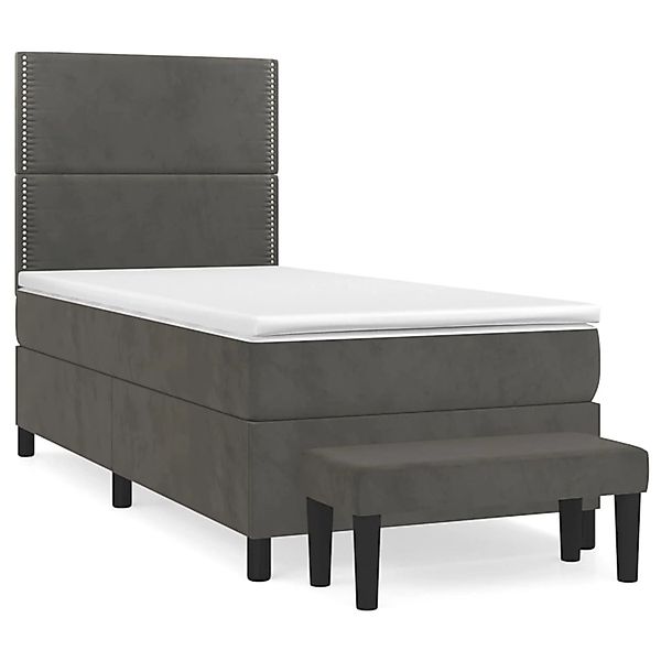 vidaXL Boxspringbett mit Matratze Dunkelgrau 100x200 cm Samt1359513 günstig online kaufen