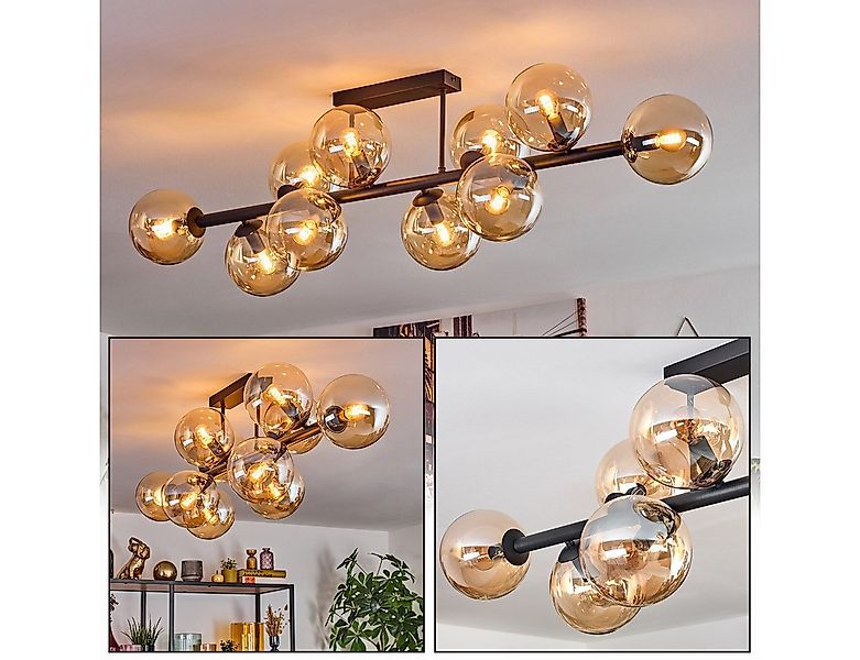 hofstein Deckenleuchte 10-flammige Deckenlampe aus Metall/Glas in Schwarz/B günstig online kaufen