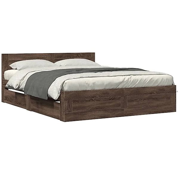 vidaXL Bettgestell mit Kopfteil Braun Eichen-Optik 160x200 cm2108050 günstig online kaufen