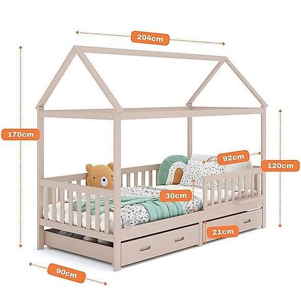 ALAVYA Home Kids Hausbett aus massiver Buche in verschiedenen Größen, FSC® günstig online kaufen