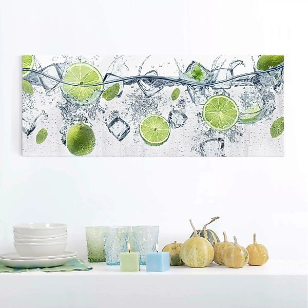 Glasbild Küche - Panorama Erfrischende Limette günstig online kaufen