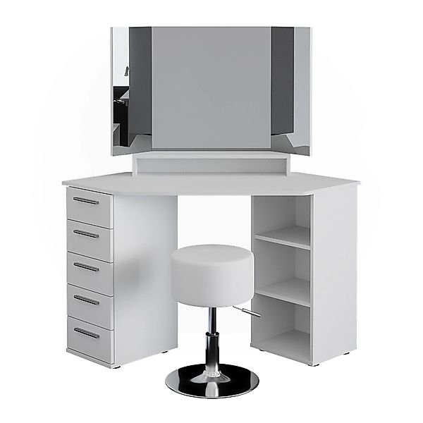 Vicco Eckschminktisch Sofia Weiß/Weiß 128.4 cm mit Hocker günstig online kaufen