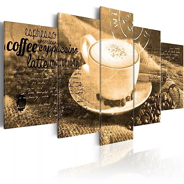 Wandbild - Coffe, Espresso, Cappuccino, Latte machiato ... - sepia günstig online kaufen