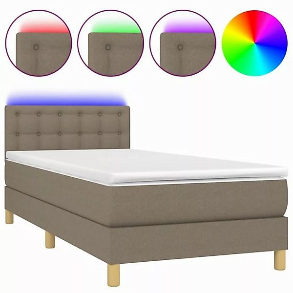 vidaXL Boxspringbett Boxspringbett mit Matratze LED Taupe 90x200 cm Stoff B günstig online kaufen