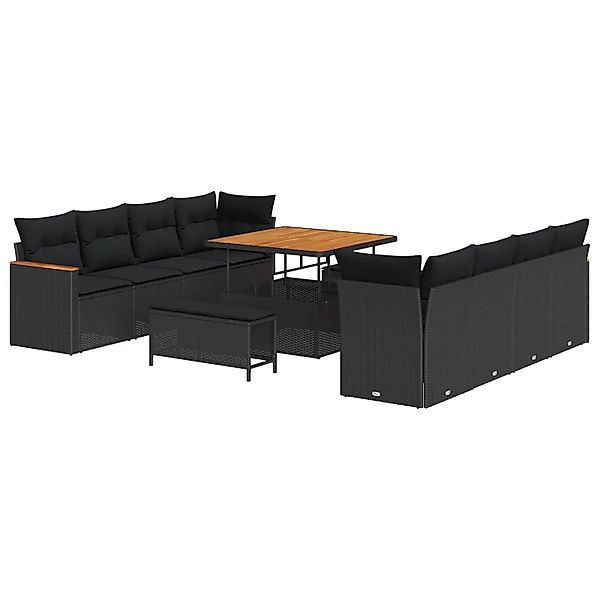 vidaXL Gartensofa-set mit Kissen 11-Tlg Schwarz Poly-Rattan 3364974 günstig online kaufen
