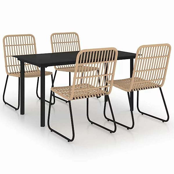 5-tlg. Garten-essgruppe Poly Rattan Und Glas günstig online kaufen