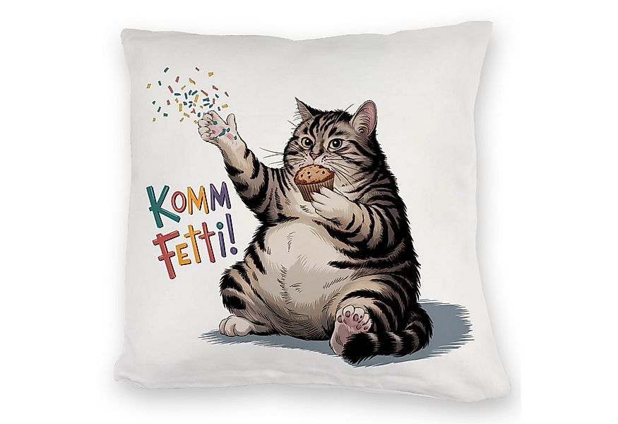 speecheese Dekokissen Pummelige Katze Kuschelkissen - Komm Fetti günstig online kaufen