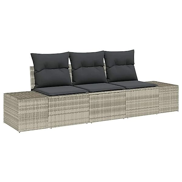 vidaXL Gartensofa-set mit Speicher 3-Tlg Hellgrau Poly-Rattan 3355591 günstig online kaufen