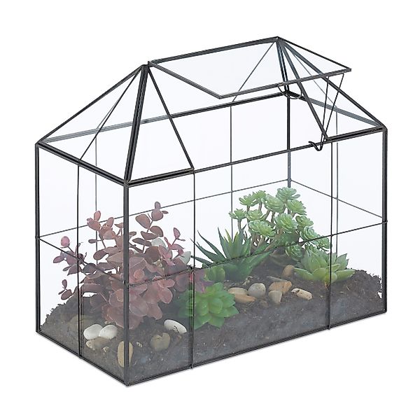 relaxdays Gewächshaus Großes Pflanzenterrarium Glas Hausform, günstig online kaufen