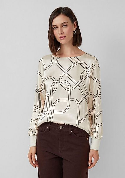 s.Oliver Langarmshirt T-Shirt Satinierte Viskose-Bluse mit Print günstig online kaufen
