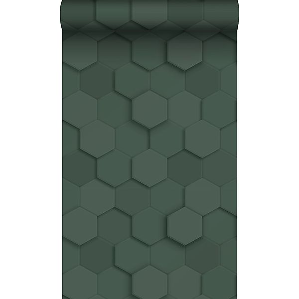Origin Luxury Wallcoverings Tapete 3D Wabenmuster Dunkelgrün 53 Cm X 1005 C günstig online kaufen
