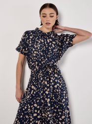 Apricot Druckkleid Quadratendruck Hemdblusenkleid, (2-tlg) mit günstig online kaufen