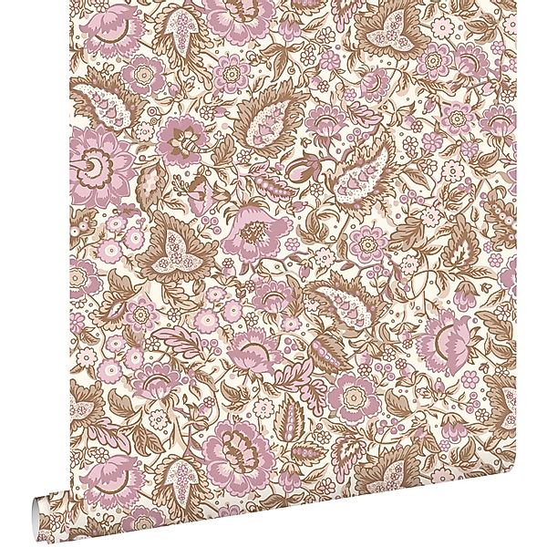 ESTAhome Tapete Blumenmuster Braun und Lila 50 x 900 cm günstig online kaufen