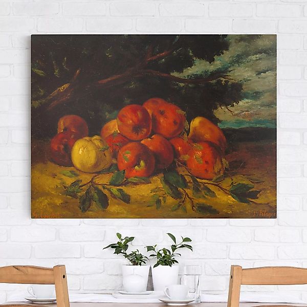 Leinwandbild Kunstdruck - Querformat Gustave Courbet - Apfelstillleben günstig online kaufen