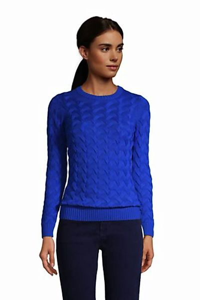 Zopfmuster-Pullover DRIFTER in Petite-Größe, Damen, Größe: M Petite, Blau, günstig online kaufen