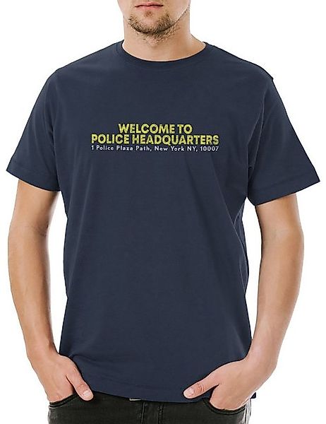 Urban Backwoods Print-Shirt Police Plaza Herren T-Shirt Blue Logo Symbol Si günstig online kaufen