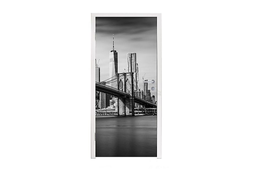 MuchoWow Türtapete Architektur - New York - Brooklyn Bridge - Wasser - Schw günstig online kaufen