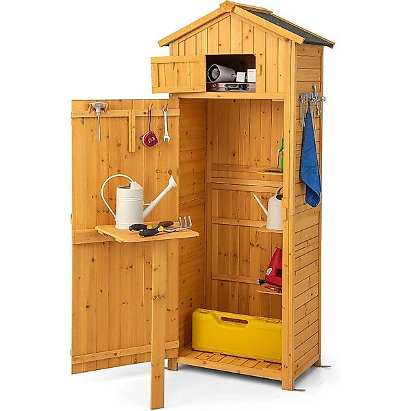 Costway Gartenschrank Holz Gerätehaus Wetterfest Hof Natur günstig online kaufen