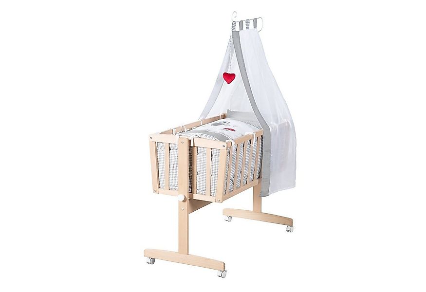 roba® Babybett Komplettwiegenset, mit Rollen inkl. Bettausstattung & Himmel günstig online kaufen