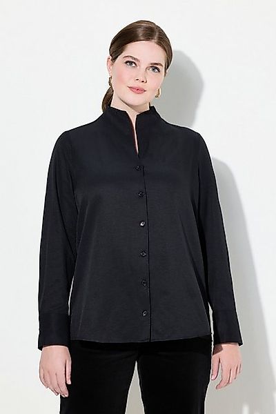 Ulla Popken Longbluse Bluse Oxford-Gewebe Kelchkragen Langarm günstig online kaufen