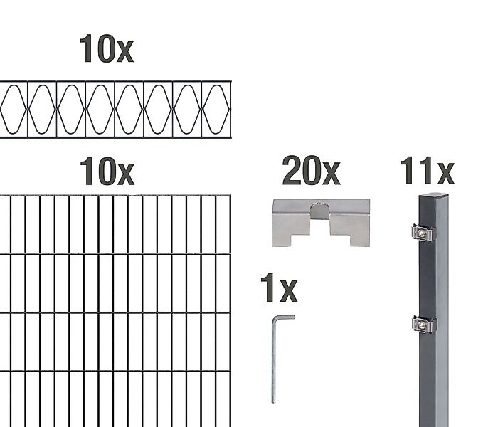 Alberts Doppelstabmattenzaun "Eleganz", anthrazit, Höhe: 100-160cm, Gesamtl günstig online kaufen