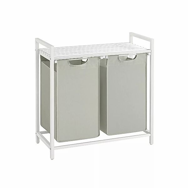 Vasagle Wäschekorb 2 Fächer 33 cm x 73 cm x 72 cm Weiß 92 l günstig online kaufen
