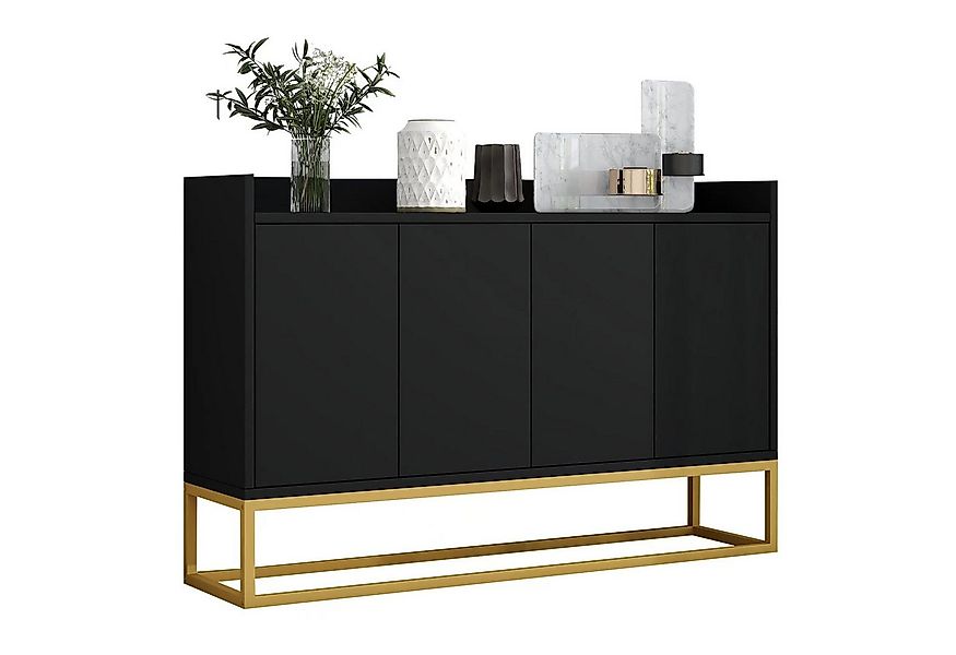 Merax Sideboard mit verstellbaren Einlegeböden und goldenen Metallrahmen, K günstig online kaufen