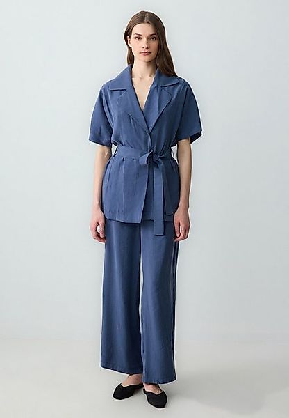 Jimmy Key Bügelfaltenhose Losse geweven donkerblauwe broek günstig online kaufen