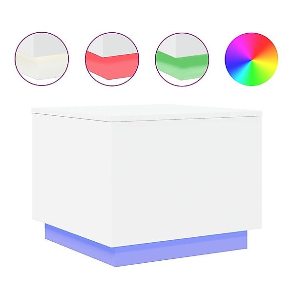 vidaXL Ablagetisch, Couchtisch mit LED-Leuchten Weiß günstig online kaufen