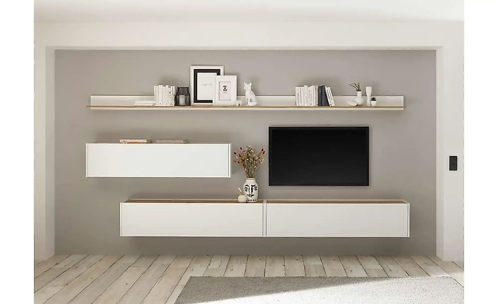 Wohnwand   ¦ weiß ¦ Maße (cm): B: 340 H: 30 Kommoden & Sideboards > Wohnwän günstig online kaufen