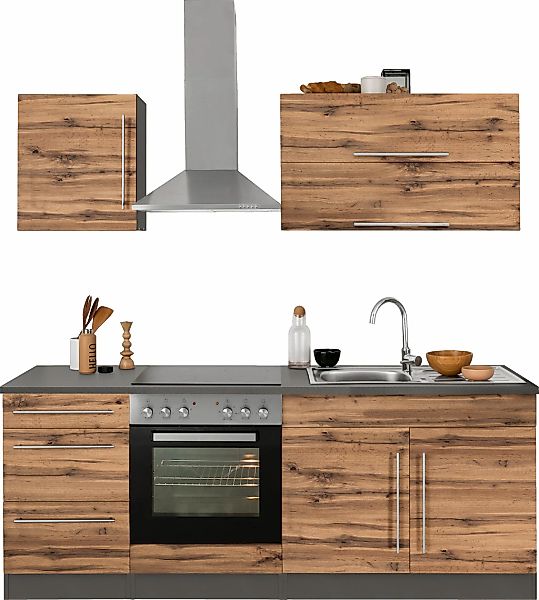 KOCHSTATION Küchenzeile "KS-Samos" Breite 210 cm, wahlweise mit E-Geräten, günstig online kaufen