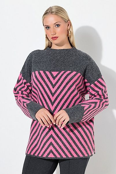 Ulla Popken Strickpullover Pullover grafisches Muster Stehkragen Langarm günstig online kaufen