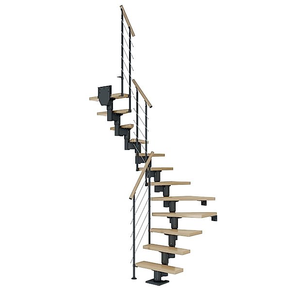 Dolle Mittelholmtreppe Dublin Ahorn Anthrazit GH bis 292 cm 1/2 Gewendelt 6 günstig online kaufen
