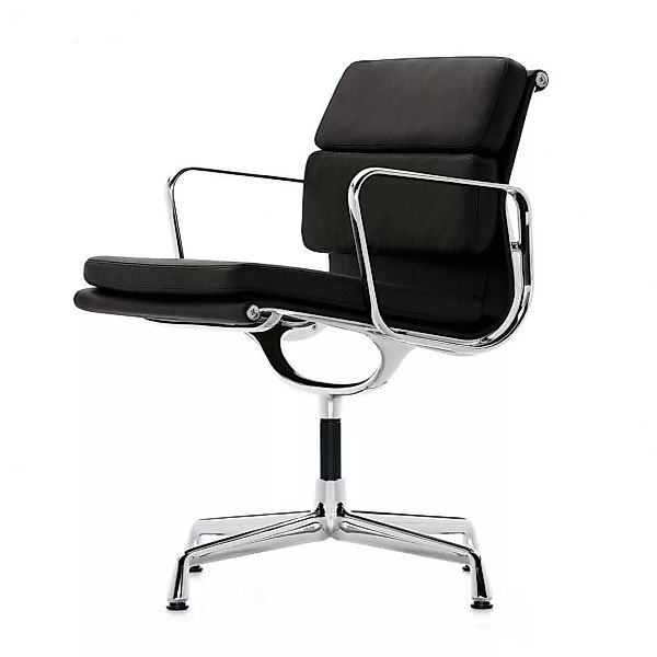 Vitra - EA 208 Soft Pad Eames Alu Chair Bürostuhl - Leder nero schwarz/Gest günstig online kaufen