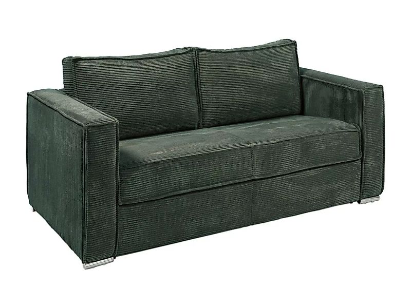 Schlafsofa mit Matratze 3-Sitzer - Cord - Tannengrün - Liegefläche 140 cm - günstig online kaufen