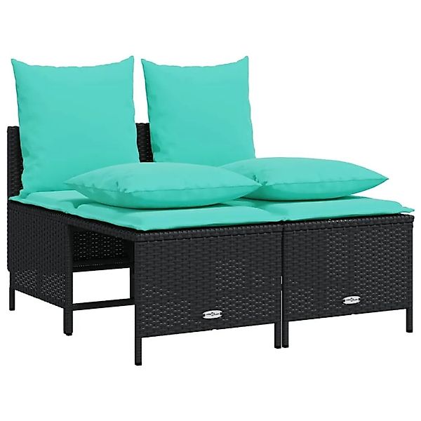 vidaXL 4-Tlg Gartensofa-Set mit Kissen Schwarz Polyrattan 368388 günstig online kaufen
