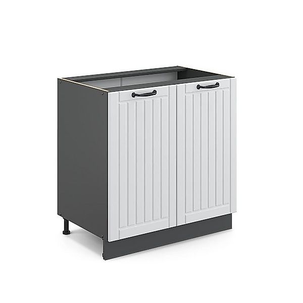 Vicco Spülenunterschrank Fame-Line, Weiß Landhaus/Anthrazit, 80cm mit Regal günstig online kaufen