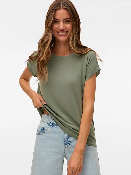 Vero Moda Rundhalsshirt "VMAVA PLAIN SS TOP GAJRS NOOS" Materialmix, regula günstig online kaufen